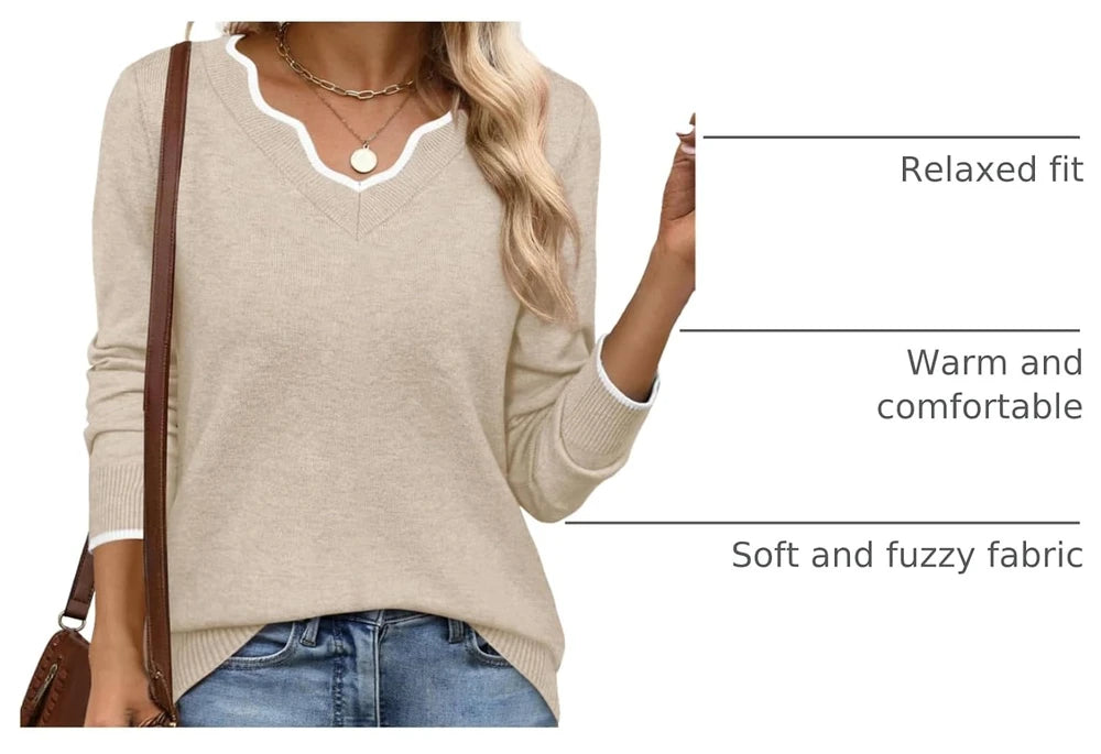 V-Neck Knit Pullover Sweater