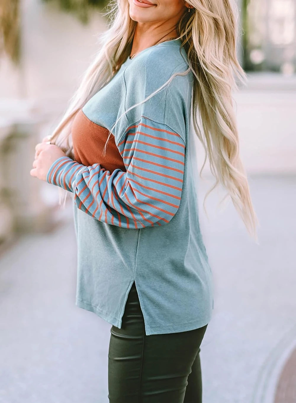 Dokotoo Oversized Color Block Top