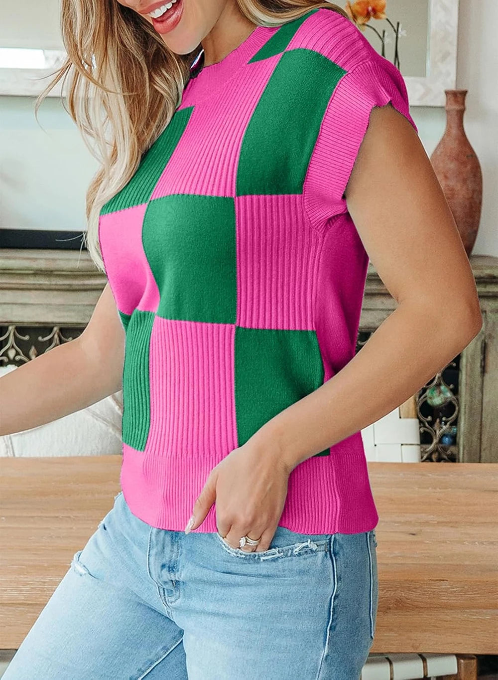Evaless Color Block Sweater Vest