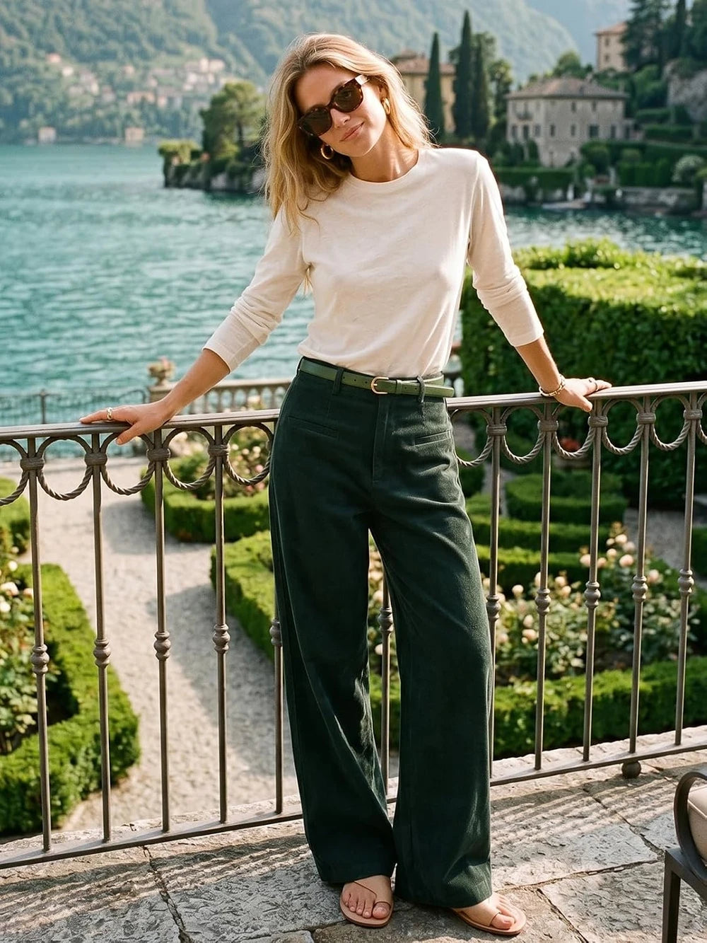 Acelitt Corduroy Wide-Leg Pants